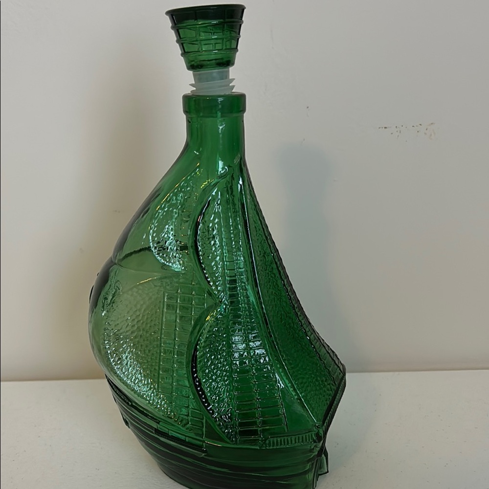 Green Glass Ship Decanter